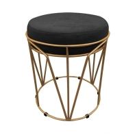 Puff Multiuso Com Mesa 2 Em 1 Suede Preto Base Dourado - 2