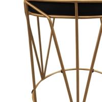 Puff Multiuso Com Mesa 2 Em 1 Suede Preto Base Dourado