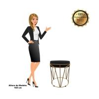 Puff Multiuso Com Mesa 2 Em 1 Suede Preto Base Dourado - 6