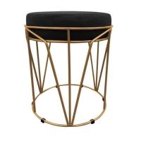 Puff Multiuso Com Mesa 2 Em 1 Suede Preto Base Dourado - 7