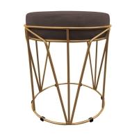 Puff Multiuso Com Mesa 2 Em 1 Suede Marrom Base Dourado - 7