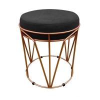 Puff Multiuso Com Mesa 2 Em 1 Suede Preto Base Cobre - 2