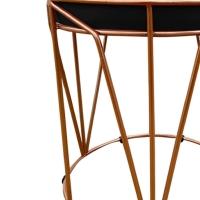 Puff Multiuso Com Mesa 2 Em 1 Suede Preto Base Cobre - 6