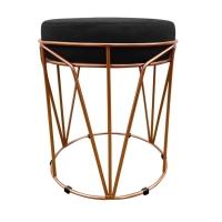 Puff Multiuso Com Mesa 2 Em 1 Suede Preto Base Cobre - 7