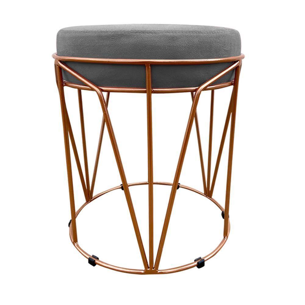 Puff Multiuso Com Mesa 2 Em 1 Suede Grafite Base Cobre - 5