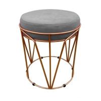 Puff Multiuso Com Mesa 2 Em 1 Suede Grafite Base Cobre - 1