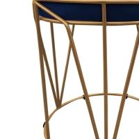 Puff Multiuso Com Mesa 2 Em 1 Suede Azul Marinho Base Dourado - 5