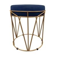 Puff Multiuso Com Mesa 2 Em 1 Suede Azul Marinho Base Dourado - 7