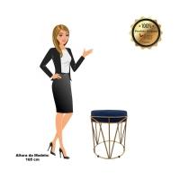 Puff Multiuso Com Mesa 2 Em 1 Suede Azul Marinho Base Dourado - 8
