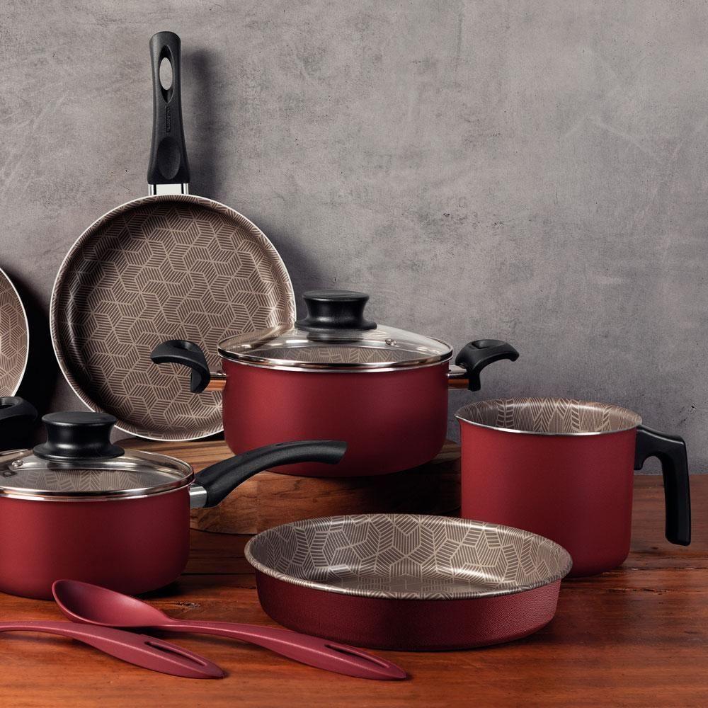 Jogo De Panelas Paris Alumínio Revestimento Antiaderente 10 Peças Vermelho - Tramontina 28599727 - 3