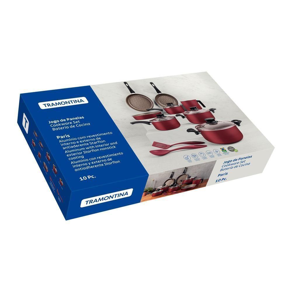 Jogo De Panelas Paris Alumínio Revestimento Antiaderente 10 Peças Vermelho - Tramontina 28599727 - 4