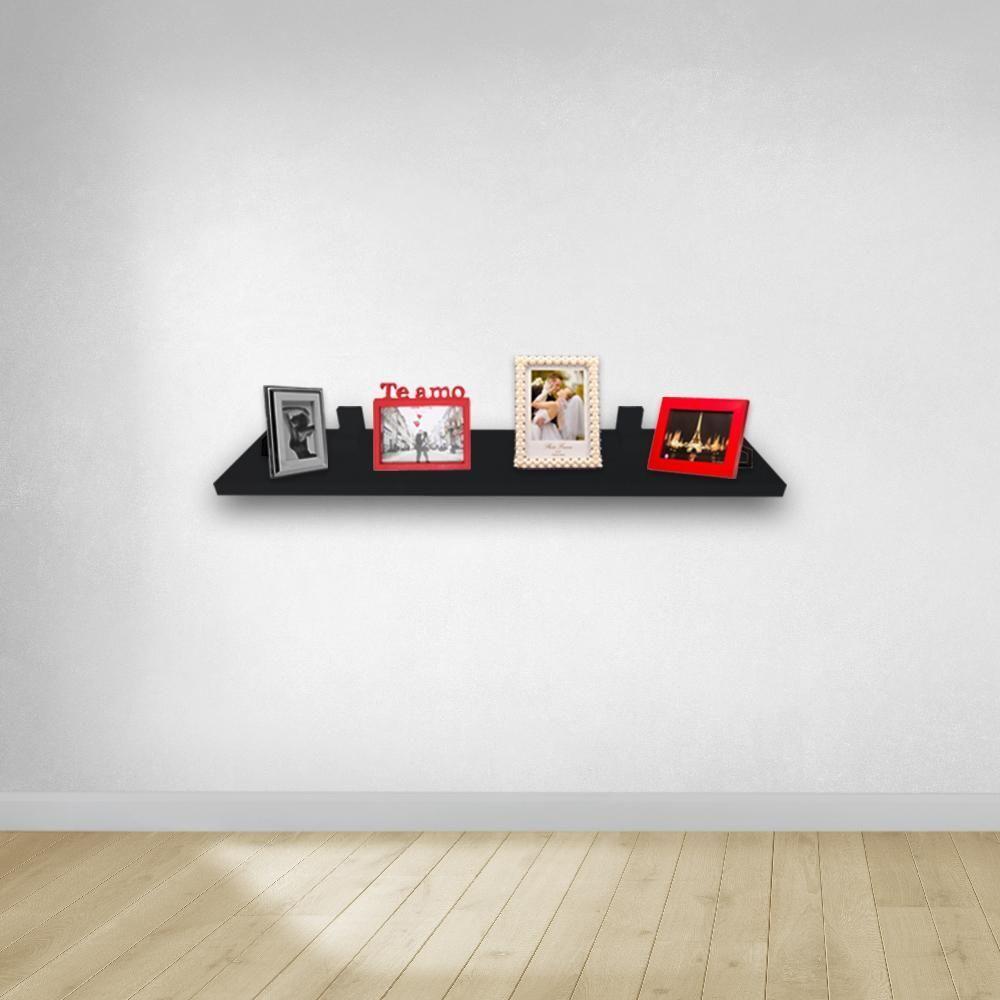 Prateleira Simples Preta 100x20 Cm Com Suporte Em Mdf [f031] - 3