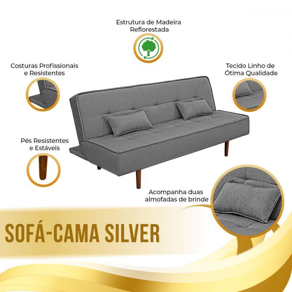 Sofá Cama Silver Linho Cinza Grafite 1,92 Speciale Home Cinza Grafite - 3