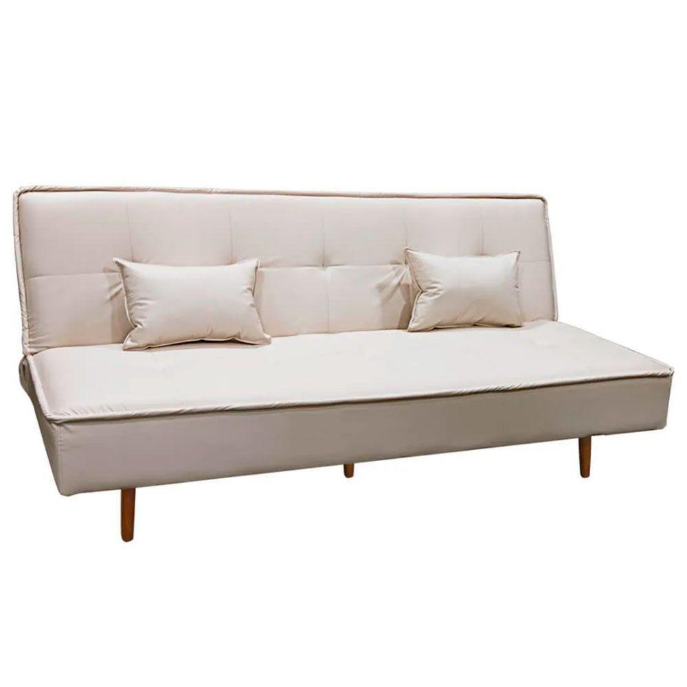 Sofá Cama Silver 3 Lugares Reclinável 1,92 Material Sintético Bege Speciale Home Bege - 1