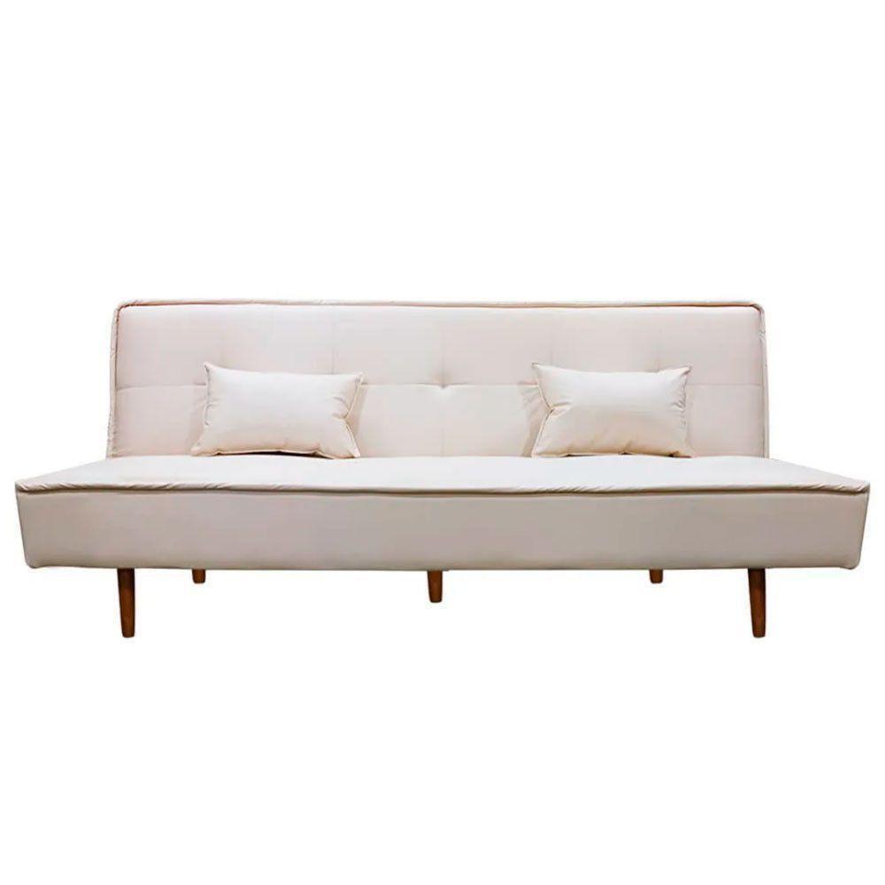 Sofá Cama Silver 3 Lugares Reclinável 1,92 Material Sintético Bege Speciale Home Bege - 8