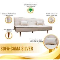 Sofá Cama Silver 3 Lugares Reclinável 1,92 Material Sintético Bege Speciale Home Bege