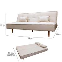 Sofá Cama Silver 3 Lugares Reclinável 1,92 Material Sintético Bege Speciale Home Bege - 7