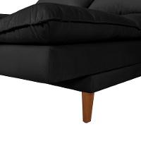 Sofá Cama Vancouver 3 Lugares Império Reclinável Casal Pés Madeira Suede Preto 381