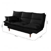 Sofá Cama Vancouver 3 Lugares Império Reclinável Casal Pés Madeira Suede Preto 381 - 6