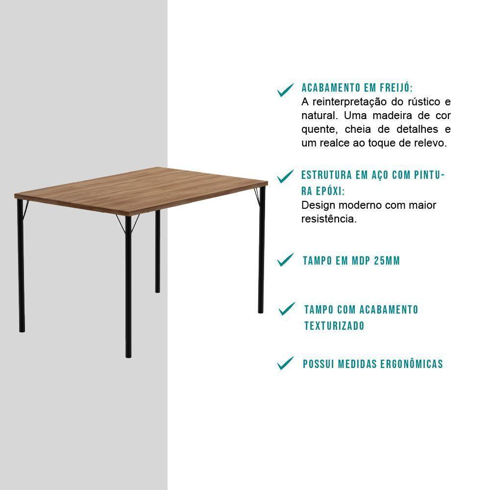 Mesa De Jantar Retangular 1,2m 1586 Carraro Freijó/preto - 5