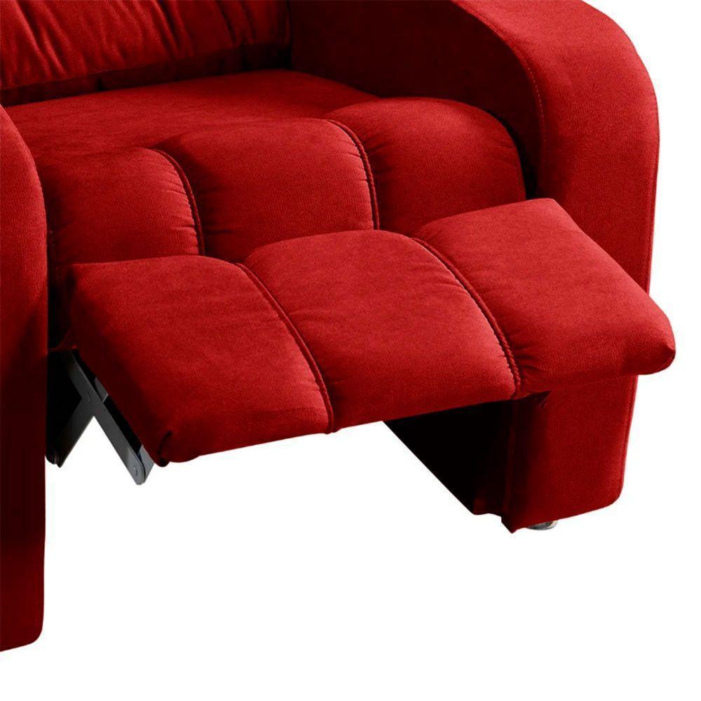 Poltrona Do Papai Reclinável Maldivas Suede Vermelho Plus Speciale Home Vermelho - 2