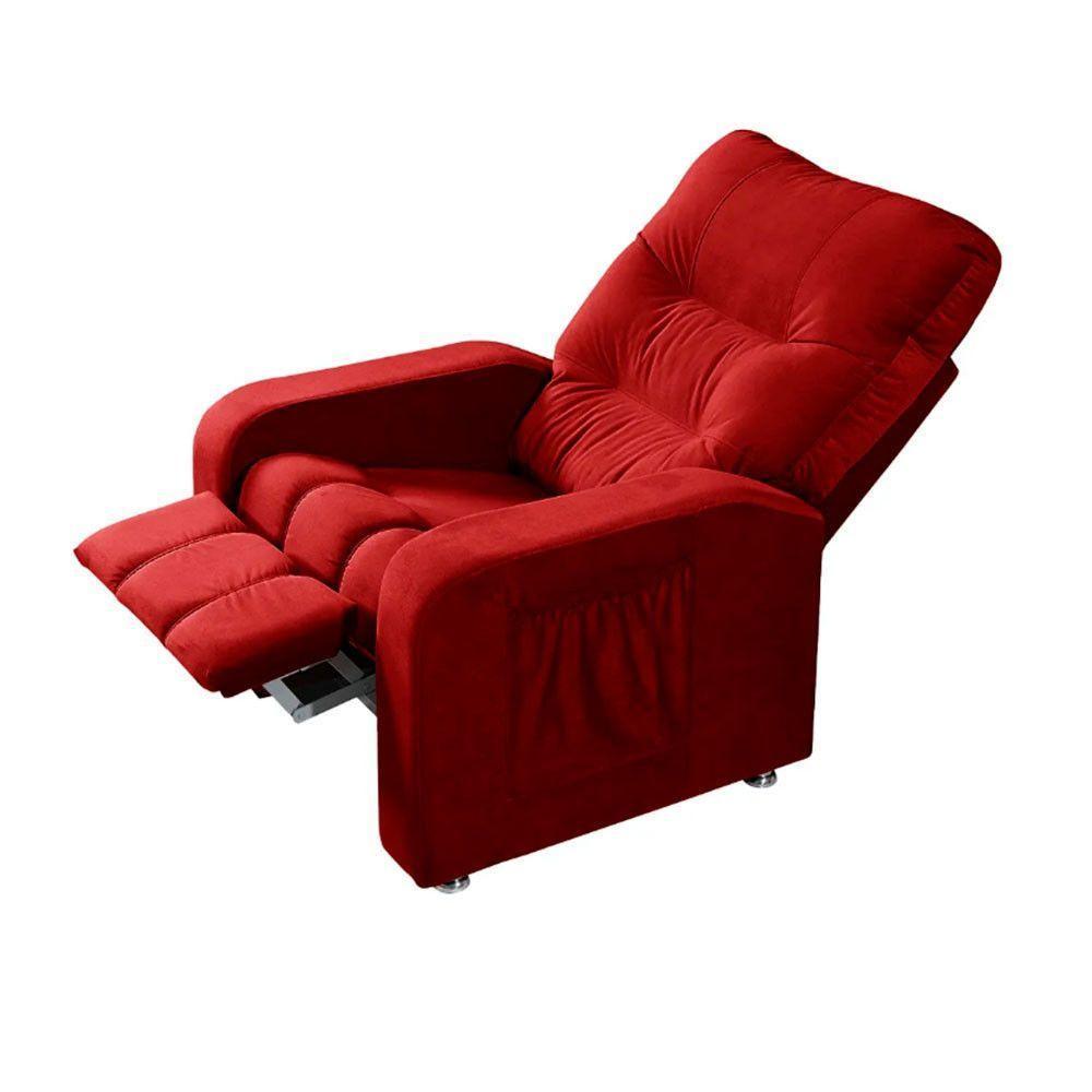 Poltrona Do Papai Reclinável Maldivas Suede Vermelho Plus Speciale Home Vermelho - 5