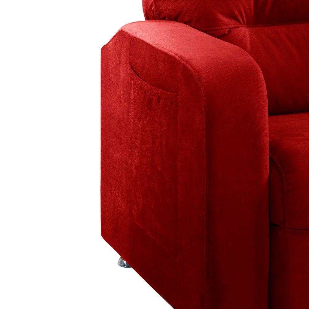 Poltrona Do Papai Reclinável Maldivas Suede Vermelho Plus Speciale Home Vermelho - 6