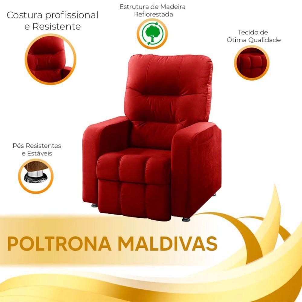 Poltrona Do Papai Reclinável Maldivas Suede Vermelho Plus Speciale Home Vermelho - 7