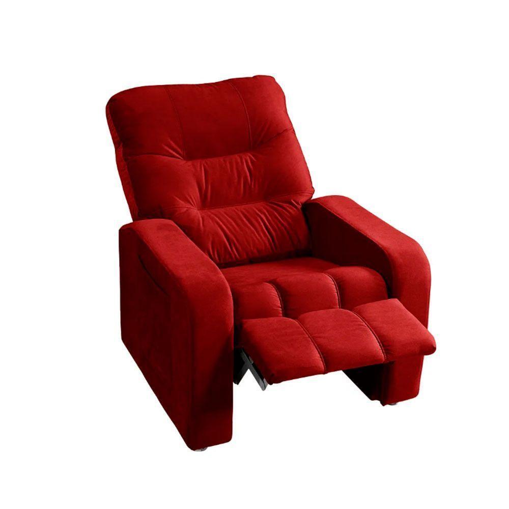 Poltrona Do Papai Reclinável Maldivas Suede Vermelho Plus Speciale Home Vermelho - 8