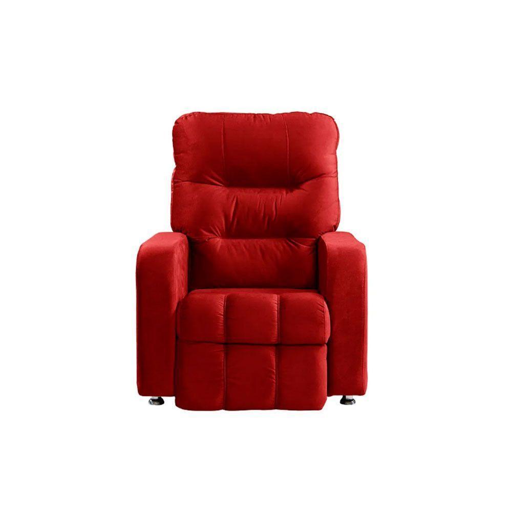 Poltrona Do Papai Reclinável Maldivas Suede Vermelho Plus Speciale Home Vermelho - 10