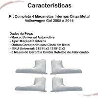 Kit Completo 4 Maçanetas Internas Cinza Metal Gol 05 A 14 - 4
