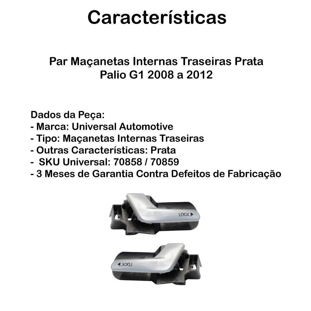 Par Maçanetas Internas Traseiras Prata Palio G1 2008 A 2012 - 2