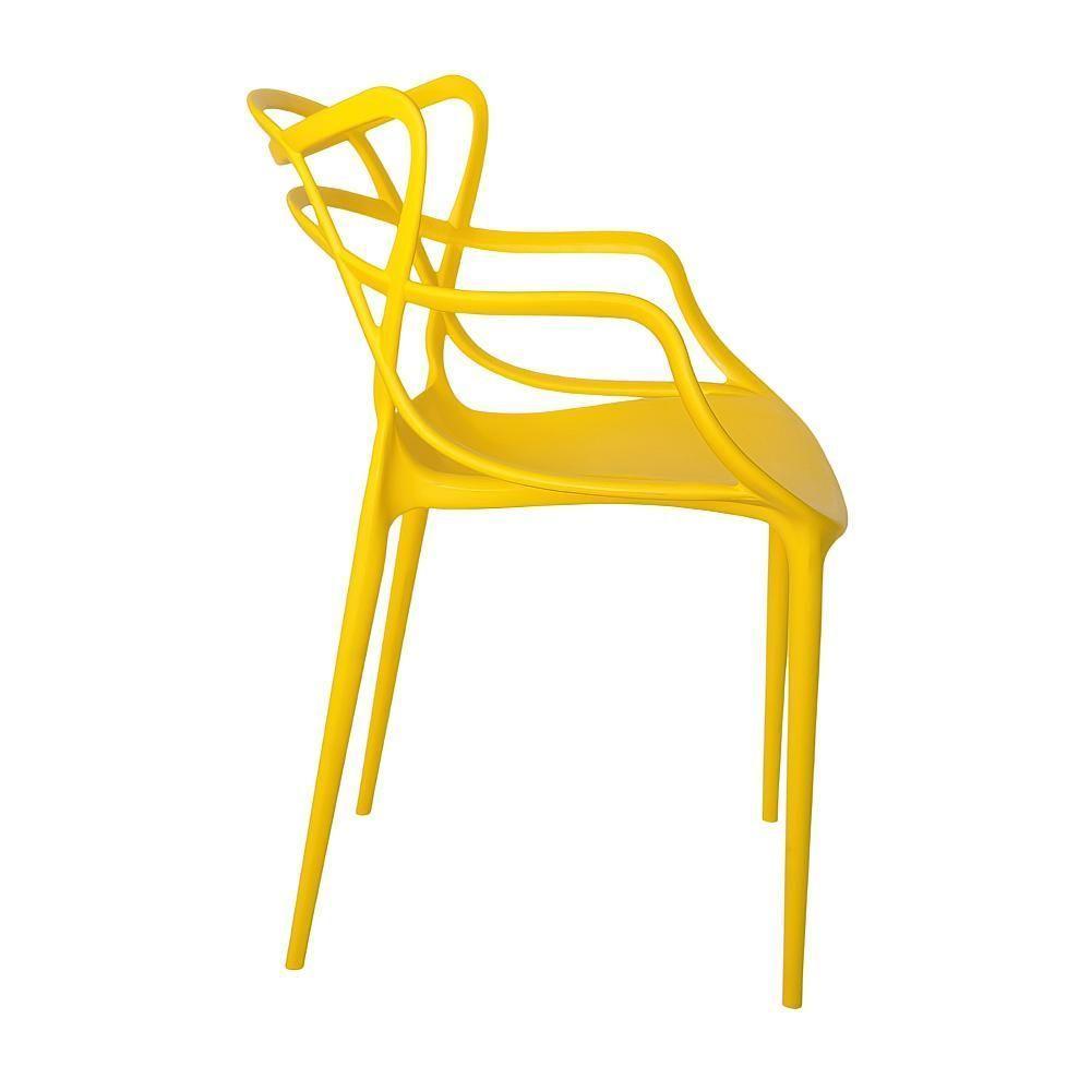 Conjunto Mesa De Jantar Retangular Eiffel Preta 120x80cm Com 4 Cadeiras Allegra - Amarelo - 7