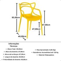 Conjunto Mesa De Jantar Retangular Eiffel Preta 120x80cm Com 4 Cadeiras Allegra - Amarelo - 3