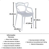 Conjunto Mesa De Jantar Retangular Eiffel Preta 120x80cm Com 4 Cadeiras Allegra - Cinza - 2