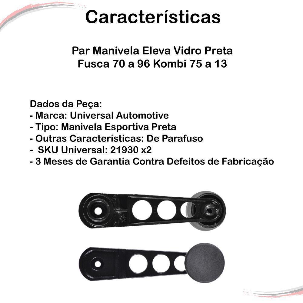 Par Manivela Eleva Vidro Preta Fusca 70 A 96 Kombi 75 A 13 - 4