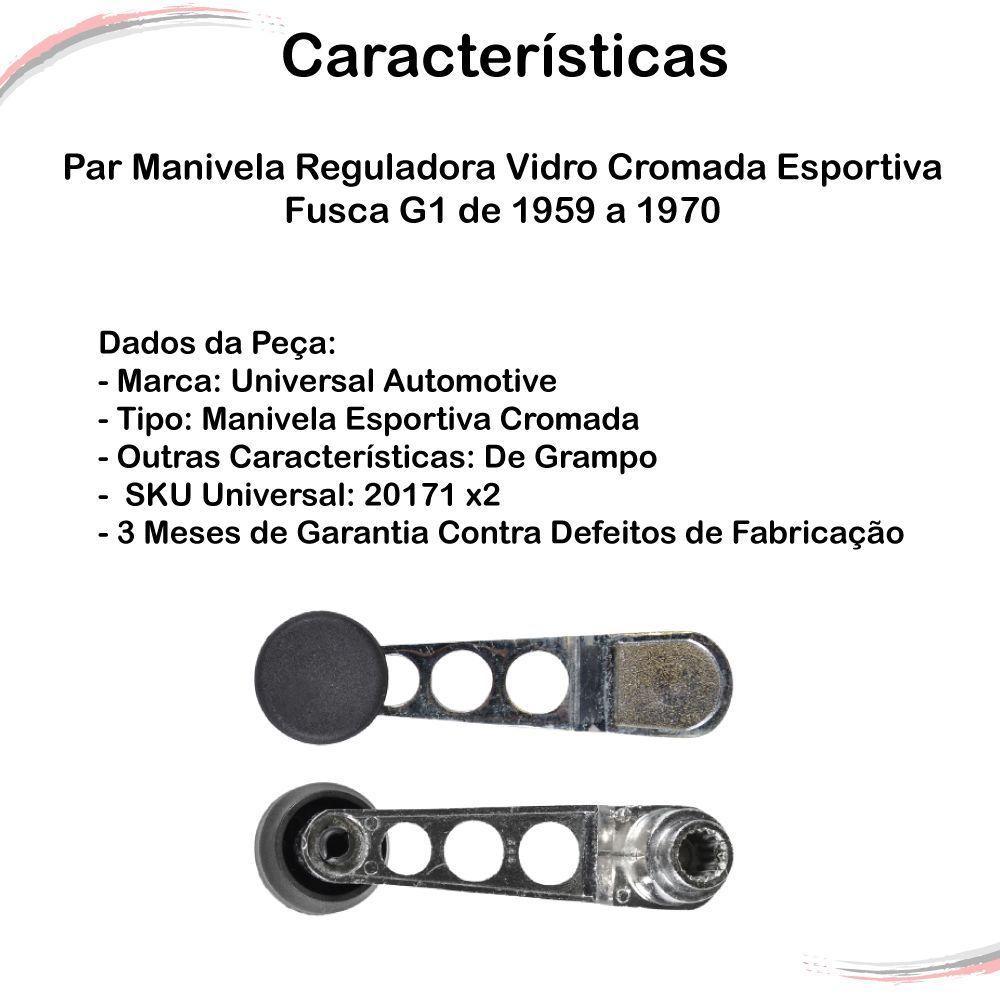 Par Manivela Reguladora Vidro Cromada Esportiva Fusca Até 70 - 2