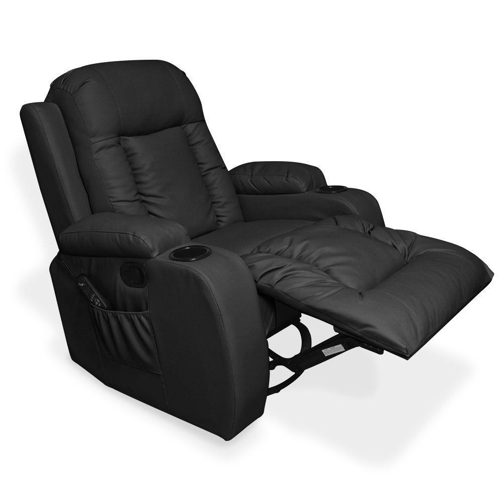 Poltrona Do Papai Com Massagem E Aquecimento Reclinável Miami Balanço Giratória Preto G31 Encantum - 7