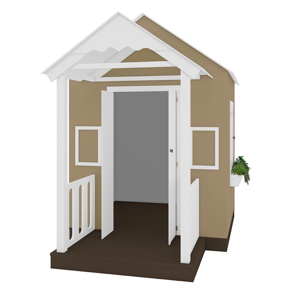 Casinha De Brinquedo Artesanal Com Varanda Mdf Branco/bege L12 - Criança Feliz - 3