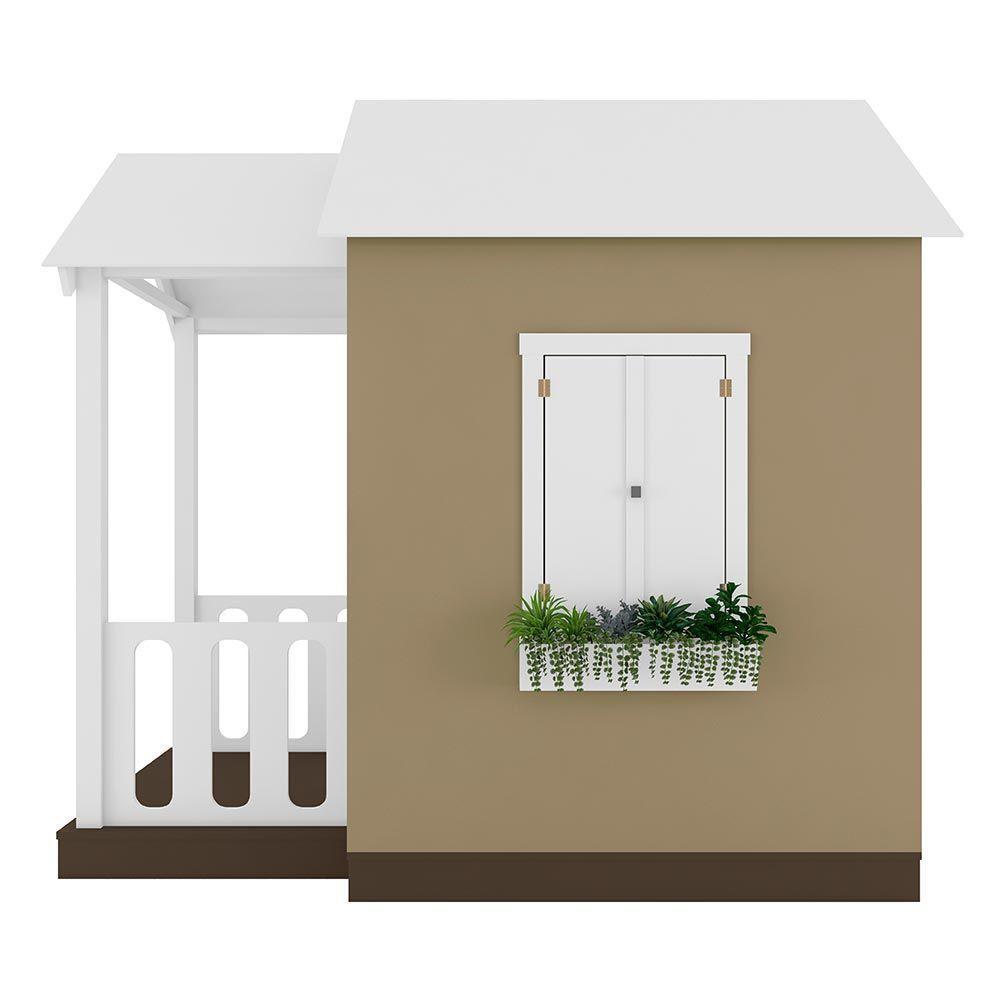 Casinha De Brinquedo Artesanal Com Varanda Mdf Branco/bege L12 - Criança Feliz - 8