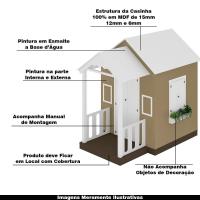 Casinha De Brinquedo Artesanal Com Varanda Mdf Branco/bege L12 - Criança Feliz - 5