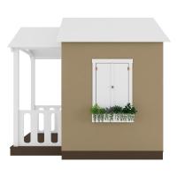 Casinha De Brinquedo Artesanal Com Varanda Mdf Branco/bege L12 - Criança Feliz - 8