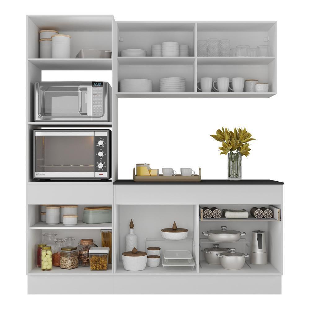 Armário De Cozinha Compacta 3 Peças Com Rodapé Mp2177 Made Multimóveis Branco Branco - 2