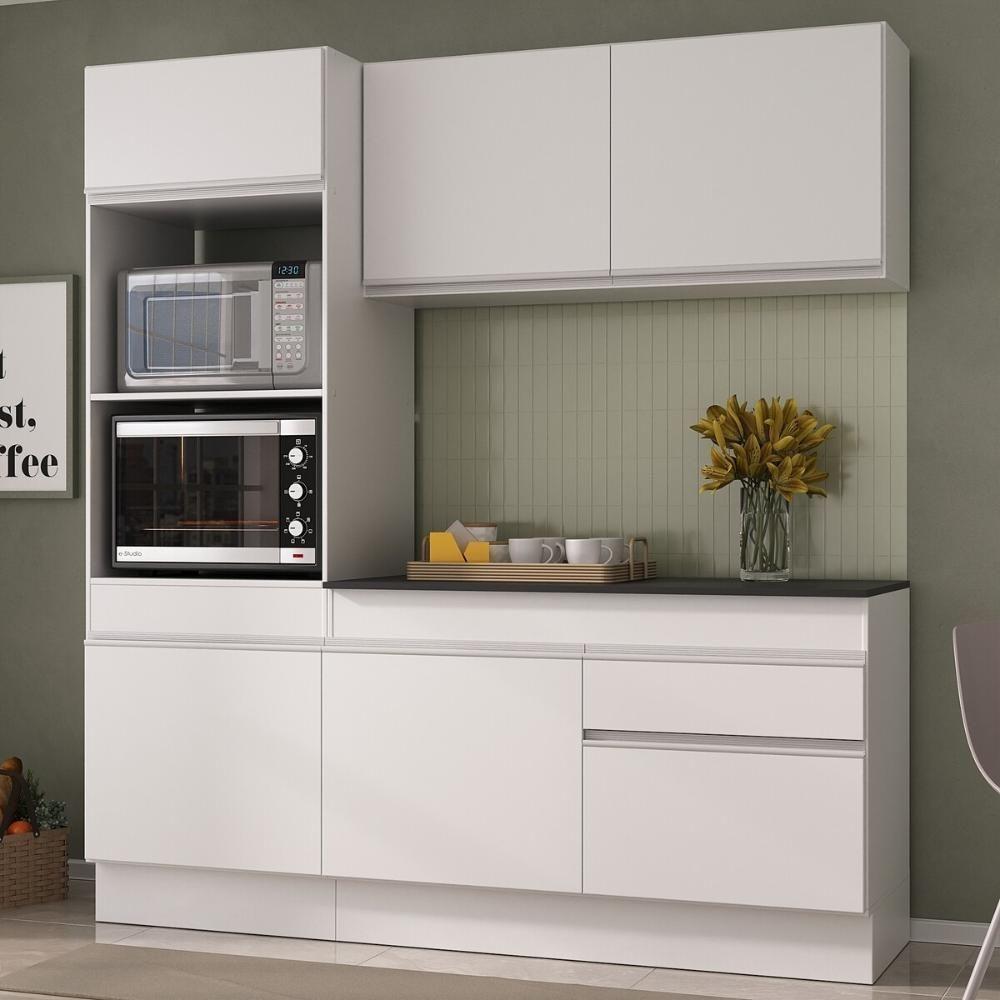 Armário De Cozinha Compacta 3 Peças Com Rodapé Mp2177 Made Multimóveis Branco Branco - 3