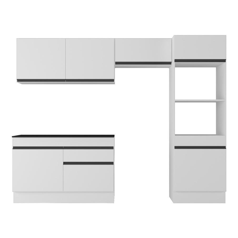 Armário De Cozinha Compacta 4 Peças Com Rodapé Mp2193 Made Multimóveis Branco/preto Branco/preto - 5
