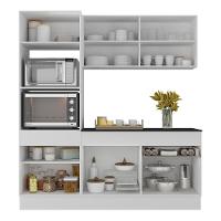 Armário De Cozinha Compacta 3 Peças Com Rodapé Mp2177 Made Multimóveis Branco/dourado Branco/dourado - 2