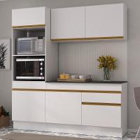 Armário De Cozinha Compacta 3 Peças Com Rodapé Mp2177 Made Multimóveis Branco/dourado Branco/dourado - 3