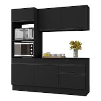 Armário De Cozinha Compacta 3 Peças Com Rodapé Mp2177 Made Multimóveis Preto Preto - 1