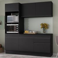 Armário De Cozinha Compacta 3 Peças Com Rodapé Mp2177 Made Multimóveis Preto Preto - 3
