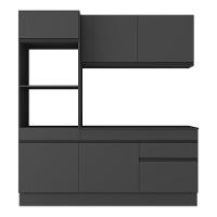 Armário De Cozinha Compacta 3 Peças Com Rodapé Mp2177 Made Multimóveis Preto Preto - 5